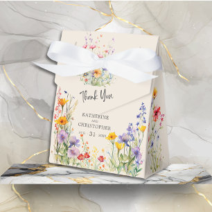 Caixinha De Lembrancinhas Casamento Elegante de Flores Selvagens Coloridas O