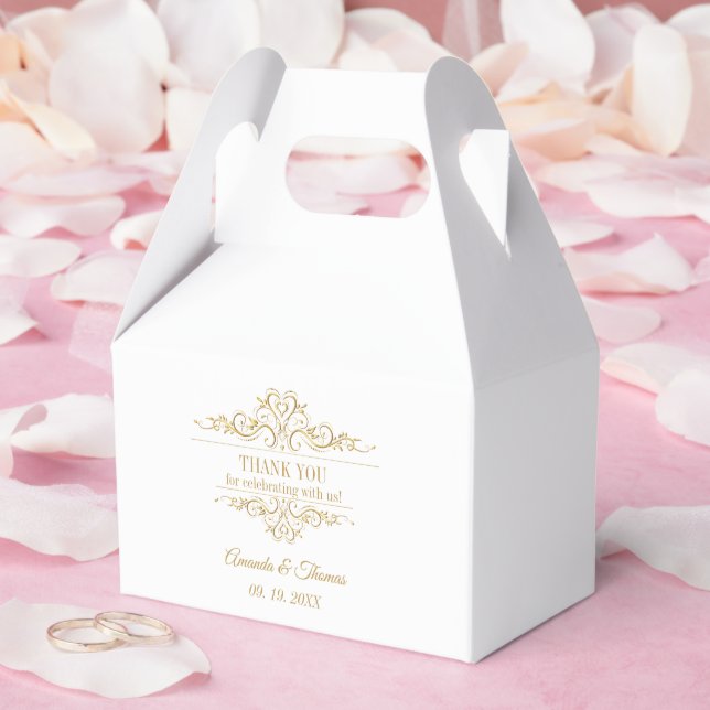 Caixinha De Lembrancinhas Casamento elegante de ouro branco (Casamento)