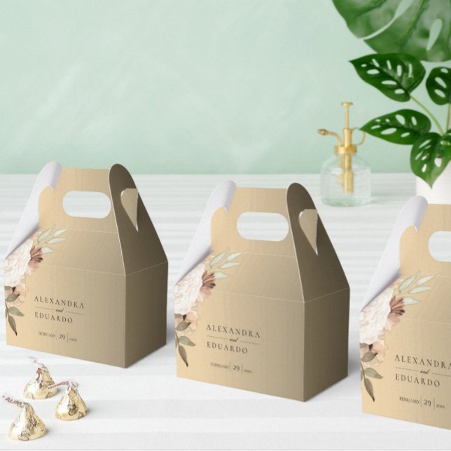 Caixinha De Lembrancinhas Casamento Elegante Dourado Boho Wildflower (Criador carregado)