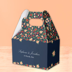 Caixinha De Lembrancinhas Casamento Elegante Floral Floral Laranja marinho A