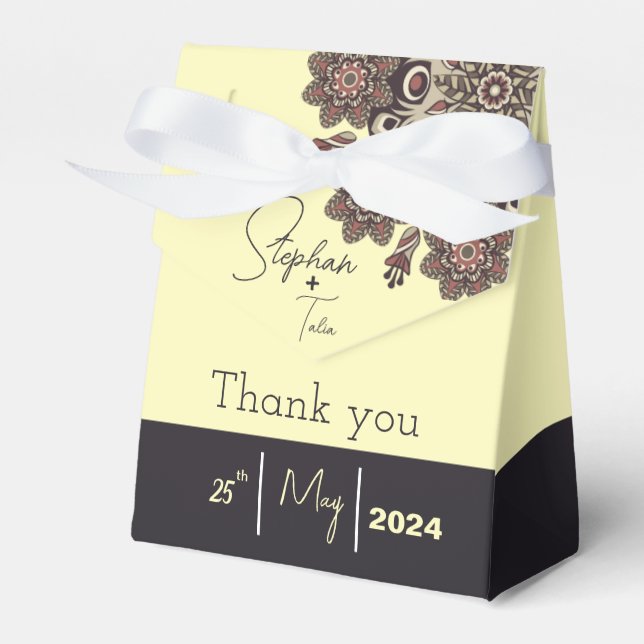 Caixinha De Lembrancinhas Casamento Elegante Inspirado em Mandala (Frente)