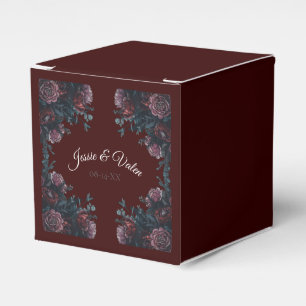 Caixinha De Lembrancinhas Casamento Elegante Mauve Gothic da Maroon Escuro