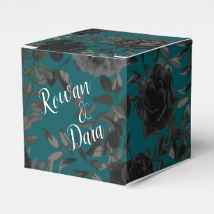 Caixinha De Lembrancinhas Casamento Elegante Rosa Gótico de Teal Negro