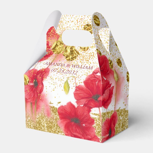 Caixinha De Lembrancinhas Casamento Elegante Rosa vermelha (Frente)