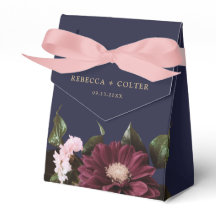 Casamento Floral Azul-Borgonha-Azul Elegante