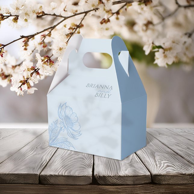 Caixinha De Lembrancinhas Casamento Floral Azul Minimalista (Criador carregado)