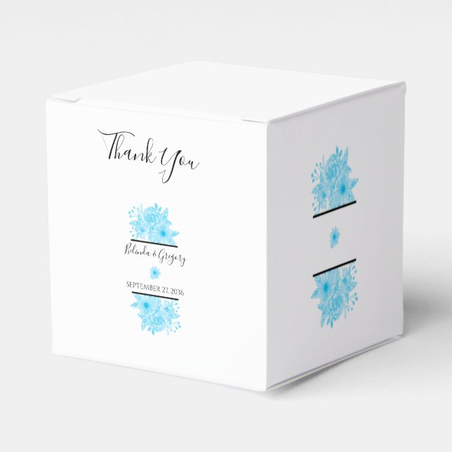 Caixinha De Lembrancinhas Casamento Floral Blue Watercolor (Frente)