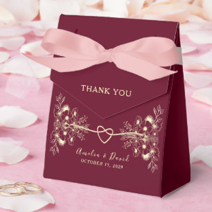 Caixinha De Lembrancinhas Casamento Floral Borgonha