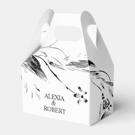 Caixinha De Lembrancinhas Casamento floral branco e negro elegante