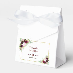Caixinha De Lembrancinhas Casamento Floral Chic Royal Burgundy Marsala