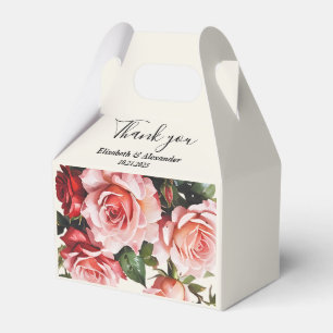 Caixinha De Lembrancinhas Casamento floral, cor-de-rosa elegante e rosas ver