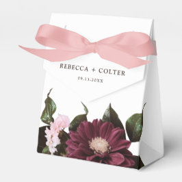 Caixinha De Lembrancinhas Casamento Floral de Borgonha Branca Elegante