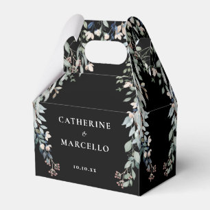 Caixinha De Lembrancinhas Casamento Floral de Flores Silvestres Preto e Bran