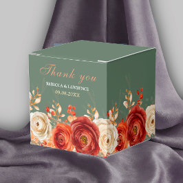 Caixinha De Lembrancinhas Casamento floral de laranja de sábado chic