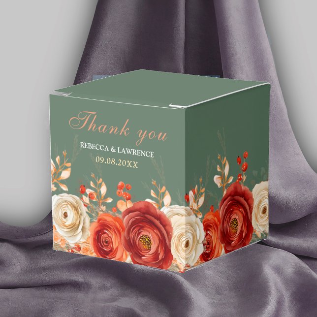 Caixinha De Lembrancinhas Casamento floral de laranja de sábado chic (Criador carregado)