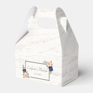 Caixinha De Lembrancinhas Casamento Floral de Marinho Russo Azul e Peach