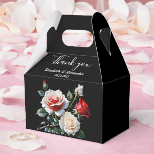 Caixinha De Lembrancinhas Casamento floral de rosas vermelhas brancas cor-de