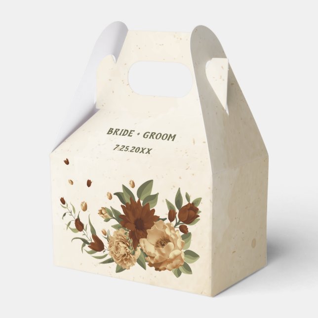 Caixinha De Lembrancinhas casamento floral de terracota rústica (Frente)
