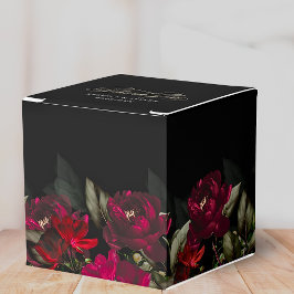 Caixinha De Lembrancinhas Casamento floral elegante vermelho-escuro