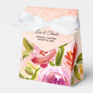 Caixinha De Lembrancinhas Casamento Floral em Aquarela Rosa Pêssego