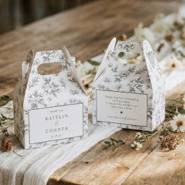 Caixinha De Lembrancinhas Casamento Floral Francês Vintage Cinza Prata