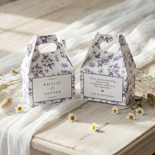 Caixinha De Lembrancinhas Casamento Floral Francês Vintage Roxo Berinjela
