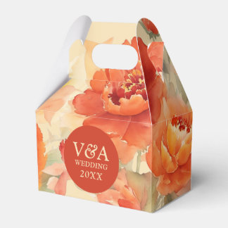 Caixinha De Lembrancinhas Casamento Floral Laranja Queimado
