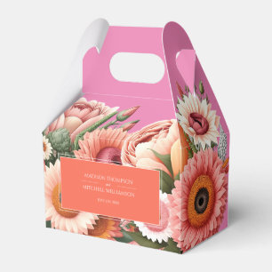 Caixinha De Lembrancinhas Casamento Floral Moderno Laranja Laranja-Cor-de-So