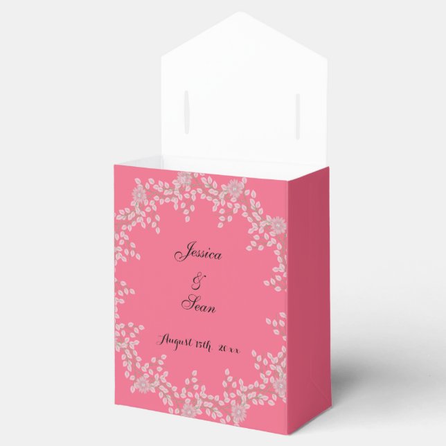 Caixinha De Lembrancinhas Casamento Floral Rosa Chic e Pérolas (Aberto)