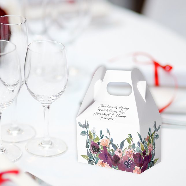 Caixinha De Lembrancinhas Casamento Floral Rosa Púrpura Elegante (Criador carregado)