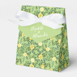 Caixinha De Lembrancinhas Casamento Floral Rosa Verde Amarelo-Claro