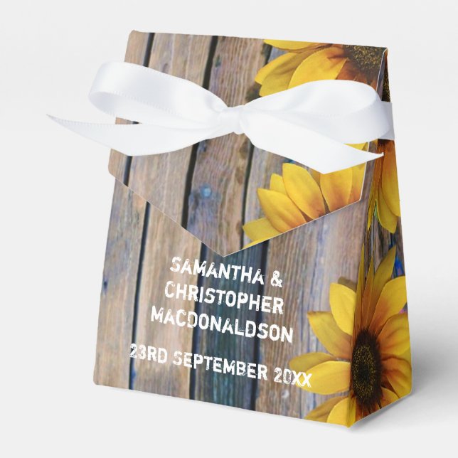 Caixinha De Lembrancinhas Casamento floral russo de girassol amarelo (Frente)