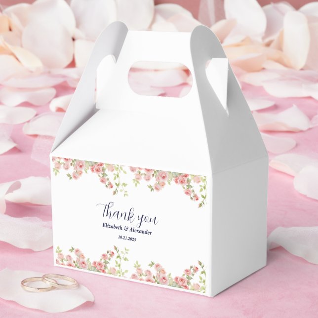 Caixinha De Lembrancinhas Casamento floral Simples e Bonito de rosa (Casamento)