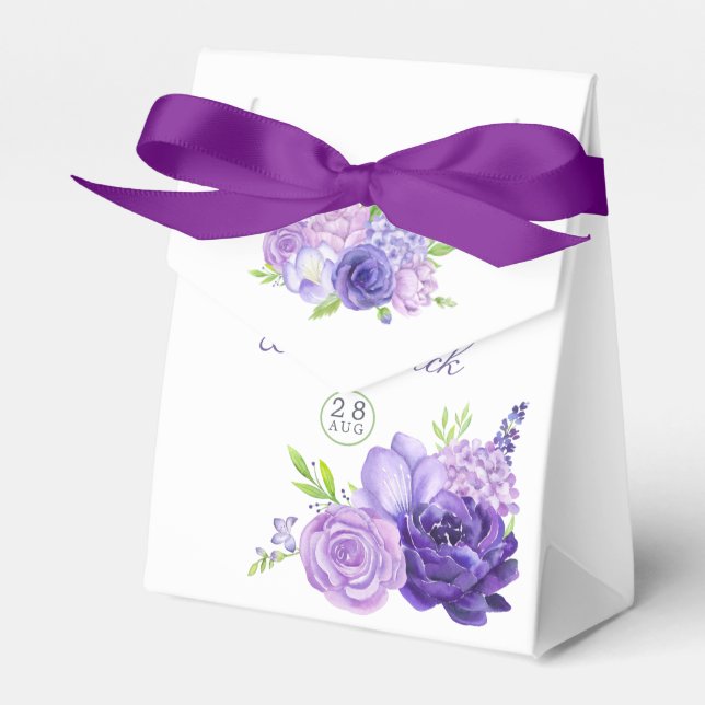 Caixinha De Lembrancinhas Casamento Floral Ultra Violet Watercolor (Frente)