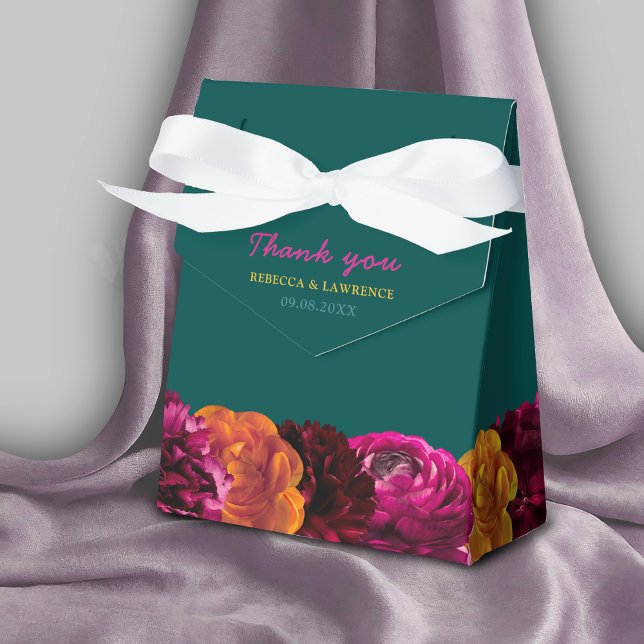 Caixinha De Lembrancinhas Casamento floral verde-rosa na moda brilhante (Criador carregado)