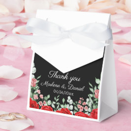 Caixinha De Lembrancinhas Casamento Floral Vermelho E Negro Elegante
