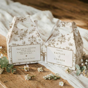Caixinha De Lembrancinhas Casamento Francês Floral Vitoriano Marrom Vintage