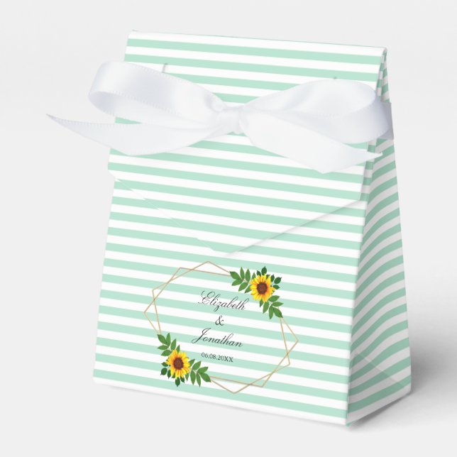 Caixinha De Lembrancinhas Casamento Geométrico de Girassol (Frente)