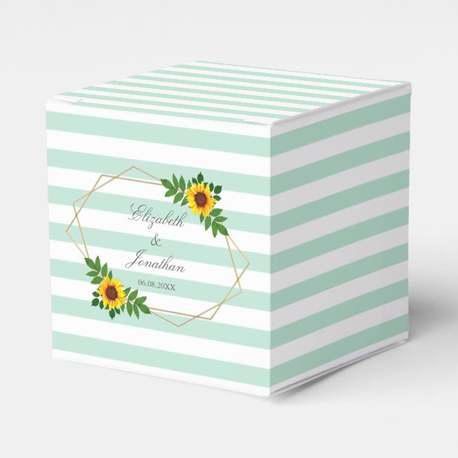 Caixinha De Lembrancinhas Casamento Geométrico de Girassol (Frente)
