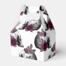 Caixinha De Lembrancinhas Casamento Gótico de Crânios Florais Bragundias