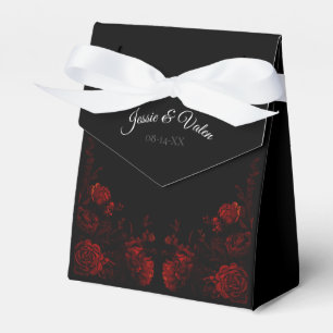 Caixinha De Lembrancinhas Casamento Gótico Elegante Floral Vermelho Profundo