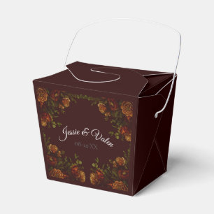 Caixinha De Lembrancinhas Casamento Gótico Fall Maroon Laranja Russo