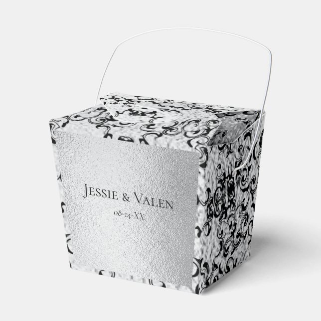 Caixinha De Lembrancinhas Casamento Gótico Negra Silver (Frente)