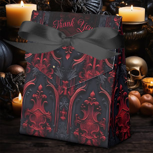 Caixinha De Lembrancinhas Casamento Gótico Vintage Red e Black Filigree