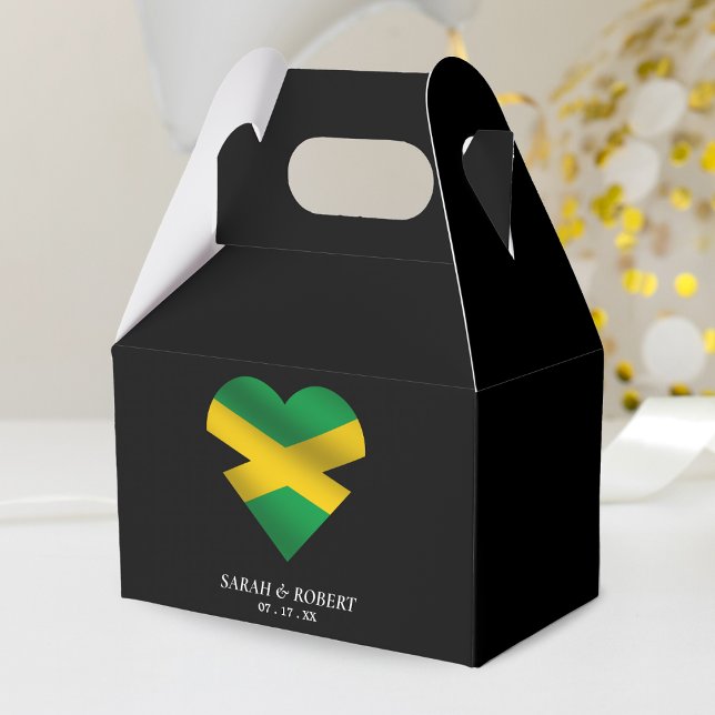 Caixinha De Lembrancinhas Casamento jamaicano de Sinalizador jamaicano (Jamaica Jamaican Flag Heart Wedding Favor Box)