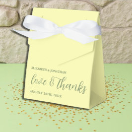 Caixinha De Lembrancinhas Casamento Manteiga Amarelo e Sage Minimalista