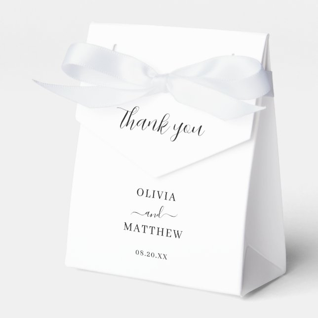 Caixinha De Lembrancinhas Casamento Minimalista Clássico Branco Elegante (Frente)