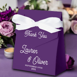 Caixinha De Lembrancinhas Casamento Minimalista de Script Purple Elegante