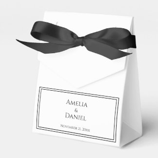 Caixinha De Lembrancinhas Casamento Minimalista Preto e Branco Elegante 