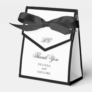 Caixinha De Lembrancinhas Casamento Mínimo Elegante do Monograma Branco Negr